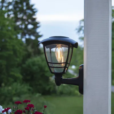 Produktbild von LED Solar Wandleuchte 'Felix' - Kunststoff - warmweiße LED - H: 21cm - Dämmerungssensor - schwarz