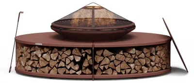 Zdjęcie produktu dla Blumfeldt Solidny stalowy palenisko ogrodowe i outdoorowe – odporne na warunki atmosferyczne palenisko z płytą grillową, osłoną przeciwiskrową i schowkiem na drewno – idealne palenisko ogrodowe do grillowania