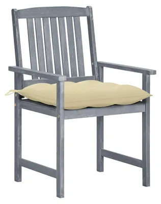 Produktbild von vidaXL Gartenstühle mit Kissen 2 Stk. Grau Massivholz Akazie