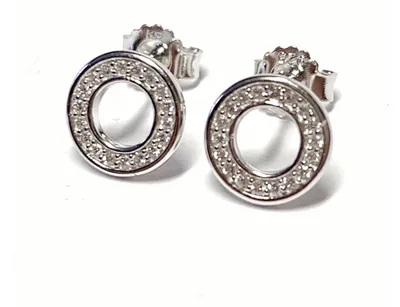 Produktbild von runde Ohrstecker 925 Silber mit  Zirkonia klar 9 mm