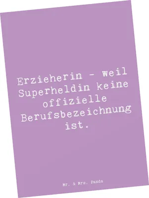 Produktbild von Mr. & Mrs. Panda kunstkarte Spruch Erzieherin Superheldin - Lavendeltraum - Geschenk, Kinder, Berufsprodukte, für, Postkarten, Ansichtskarten, Postkarte, Grußkarte, Beruf