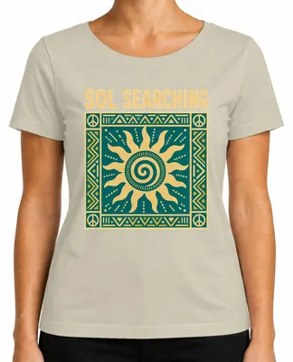Produktbild von Sol Searching Sonne Tribal Boho Hippie Spirituell Vintage Aztec Damen T-Shirt, Natur, 3XL