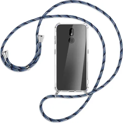 Produktbild von Handykette Backcover-Schutzhülle mit Band (Metall silberfarben) für Nokia 3.2 32GB - Blautöne