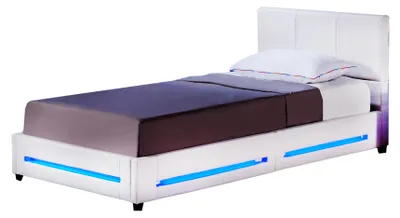 Produktbild von HOME DELUXE - LED Bett ASTEROID - Weiß, 90 x 200 cm - Inkl. Lattenrost I Polsterbett Design Bett inkl. Beleuchtung