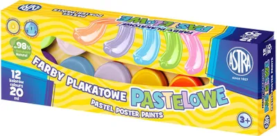 Obrázek produktu pro Barvy na plakáty ASTRA 12 barev 20 ml pastelové