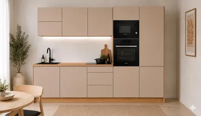 Produktbild von Küchenzeile 300 cm Modulküche Winkelküche Küchenblock Einbauküche ohne Arbeitsplatte, LETANO Lovo 2 Beige mit Push-To-Open