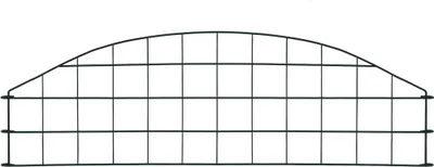 A wire fence segment with a curved top.