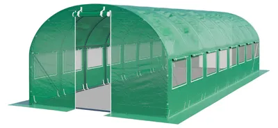 Image de TOOLPORT Serre de Jardin Serre Tunnel Plastique Robuste 3x8m  - Bâche PE 180g/m² vert transparent