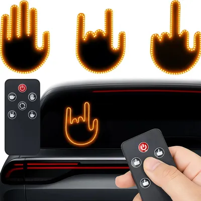 Produktbild von LED Gestenanzeige Auto Rückscheibe Handsignal Lampe mit Fernbedienung 4 Gesten orange