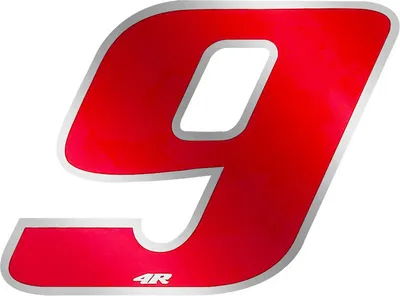 Immagine prodotto di Adesivo numero di gara per moto "9" rosso 65 x 85 mm