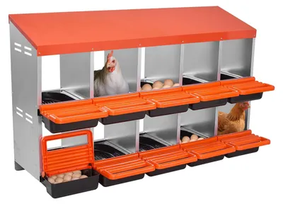 Produktbild von VEVOR 2-stöckige Hühner-Nistkästen, 10 Fächer, Metall-Eiablagekästen mit schützenden Sammeldeckeln, Roll-Nistkasten, einfach zu montieren, ideal für Hühner, Enten, Hühner und anderes Geflügel, 10 Fächer, Ohne Stützbeine