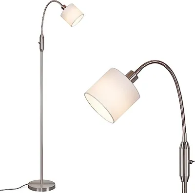 Immagine prodotto di ZMH lampada da terra soggiorno vintage nero lampada da terra in tessuto arco 360° ruotabile moderno con interruttore a pedale E14 lampada da terra design in metallo lampada da terra per camera da letto ufficio