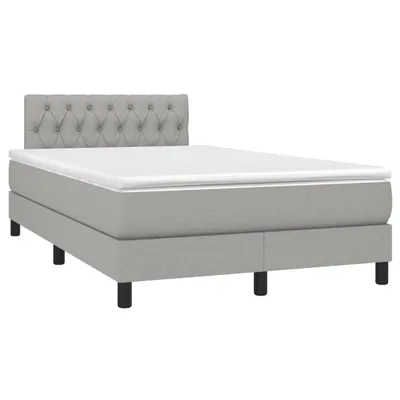 Image de vidaXL Lit boxspring avec matelas gris clair 120x190 cm Tissu