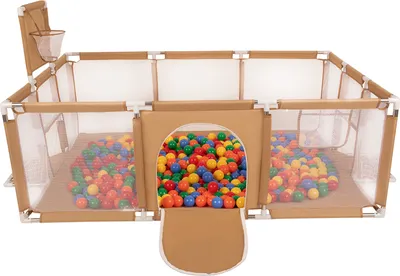 Immagine prodotto di Selonis playpen Grande parco giochi con 100 palline Playpen per bambini, beige: giallo/verde/blu/rosso/arancio