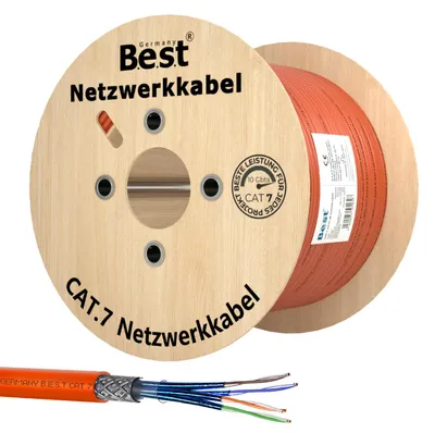 Produktbild von B.E.S.T. CAT 7 Netzwerkkabel 500 m Simplex S/FTP 10 Gbit/s 1000 MHz Kupfer LSZH Schwarz
