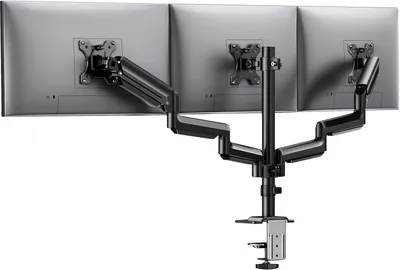 Immagine prodotto di Supporto per monitor triplo - per 3 monitor da 13-27 pollici - alluminio nero - montaggio da scrivania - standard VESA 75x75 e 100x100 mm