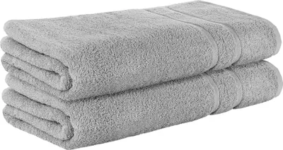 Produktbild von StickandShine 2er SET Premium Frottee Saunatuch 80x200 cm in hellgrau  in 500g/m² aus 100% Baumwolle