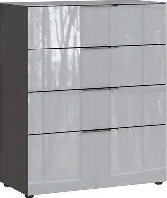 Produktbild von Kommode - 83 x 102 cm - 4 Schubladen - Graphitfarben - Silbergrau - Glas