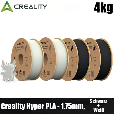 Produktbild von Creality Hyper PLA Filament Set, 1,75mm, 4KG für 3D Drucker, 4 x 1kg, - Weiß+Schwarz