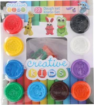 Produktbild von Creative Kids Knete & Zubehör - Kinderknete - 22-Teilig - Knetmasse + Ausstechformen - Weich und Knetbar - Verschiedene Farben