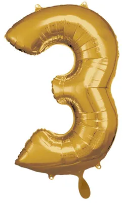 Immagine prodotto di Palloncino in foil numero 3 oro - 83 cm