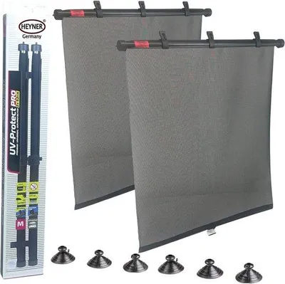 Produktbild von Famanu Auto-Sonnenschutz für Fahrzeugfenster - Set von 2 Jalousien mit UV-Schutz - 52x55cm