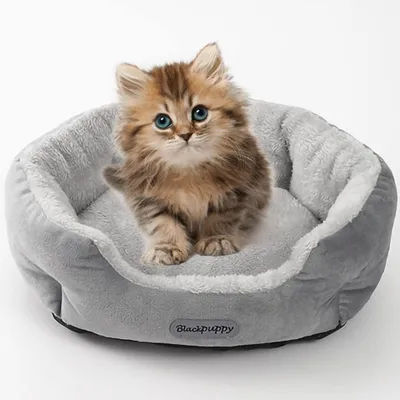 Immagine prodotto di Cuccia per cani, cuccia per gatti, rotonda, lavabile, antiscivolo, grigia