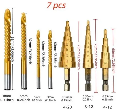 Immagine prodotto di Set multifunzionale di punte per legno e plastica, 7 pezzi, in acciaio inossidabile, per la lavorazione del legno