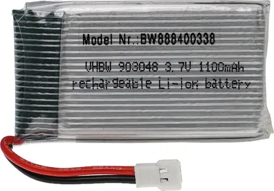 Produktbild von vhbw Akku kompatibel mit XH 2.54 2P Stecker für Modellbau z.B. Racing Car, Helikopter, Flugzeug (1100mAh, 3,7V, Li-Polymer, 53 x 30 x 10 mm)