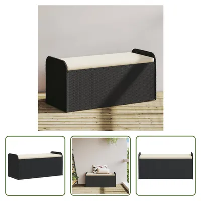 Produktbild von The Living Store Sitzbank mit Stauraum & Kissen Schwarz 115x51x52 cm Poly Rattan