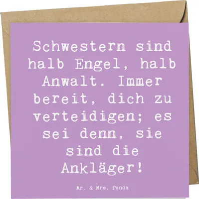 Produktbild von Mr. & Mrs. Panda Grußkarte Spruch Schwesternwunder - Lavendeltraum - Geschenk, Familienmitglieder, Geschwisterliebe, faltkarte, persönliche Erinnerungen, Glückwunschkarte