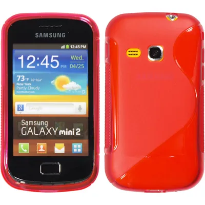 Produktbild von PhoneNatic Case kompatibel mit Samsung Galaxy Mini 2 - rot Silikon Hülle S-Style + 2 Schutzfolien