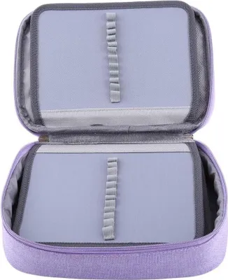 Immagine prodotto di Astuccio per matite - 72 scomparti - grande capacità - staccabile - astuccio con zip - ragazze - ragazzi - primo giorno di scuola - viola