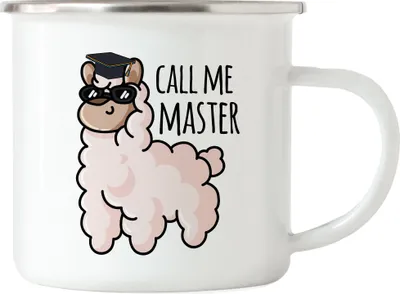 Produktbild von Call me Master Emaille Tasse Masterabschluss Geschenk Lustig Alpaka Studium Absolvent Uni