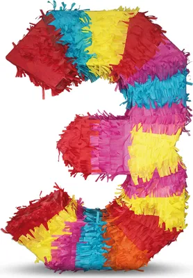 Produktbild von Pinata Zahl 3 Kinder zum 3-ten Kinder-Geburtstag Schlag-Pinata 50 x 35 x 8cm Outdoor Spiel Geburtstagsdeko