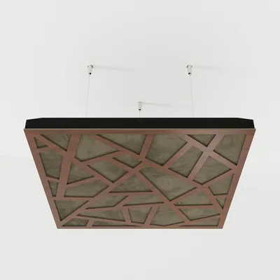 Obrázok produktu pre 2-balenie – Zavesený akustický stropný panel s velúrovou látkou a montážnou sadou | 50 x 50 x 5 cm | Absorpcia a difúzia zvuku | [SKYROSS – orech | béžová]