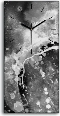 Produktbild von Dekor Leinwand Uhr Wandbilder 30x60 Schwarz-Weiß abstrakte Aquarellfarbe - schwarze Hände