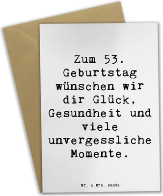Produktbild von Mr. & Mrs. Panda Grußkarte Spruch 53. Geburtstag Glück - Weiß - Geschenk, besonderer, weihnachtskarten, Happy Birthday, Meilenstein, einladungskarten, dankeskarten