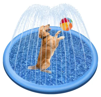 Produktbild von Aufblasbares Hundeschwimmbecken, verstärkt, 100 cm, mit Sprühfunktion für Garten