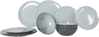 Immagine prodotto di Set di stoviglie grigio, composto da 12 pezzi, per la cucina