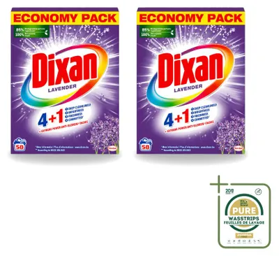 Produktbild von 2 x Dixan Waschpulver und Fleckentferner - Lavendel - Für Weißes und Buntes - Vorratspackung - 2 Stücke