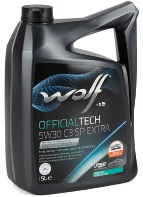 Produktbild von WOLF Officialtech C3 SP Extra für 5W-30 5 Liter Motoröl Motorenöl Vollsynthetisch Longlife-04 MS-11106 9.55535-S1 9.55535-S3 WSS-M2C917-A DEXOS 2 Öl