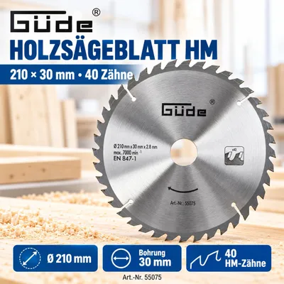 Produktbild von Güde Holzsägeblatt HM 210x30x40ZKreissge, Kappsäge