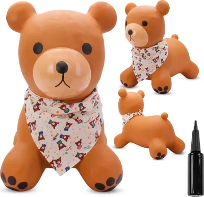 Zdjęcie produktu dla Skoczek dla dzieci do skakania z pompką Teddy brązowy z bandaną Sun Baby