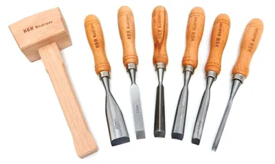 Produktbild von HBM Meißelset, Holzhammer, 220 mm, 7-teilig