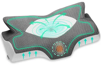 Immagine prodotto di Omgoods - Cuscino ortopedico ergonomico in memory foam per il collo - Grigio scuro