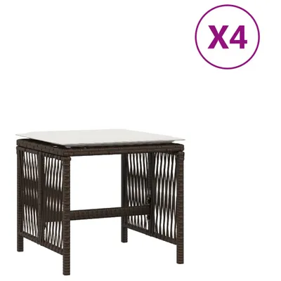 Obrázok produktu pre Záhradné taburetky s vankúšmi 4 ks hnedé 41x41x36 cm polyratan