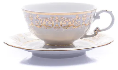 Produktbild von Sonata, Teetasse mit Untertasse, goldene Ornamente, 200 ml, Leander