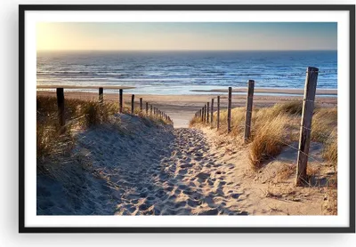 Produktbild von Gerahmtes Poster - Schwarzer Rahmen - Meer Strand Düne - 91,5x61 cm - Wand Bild - Wanddeko - Wandbilder - Kunstposter - Wandposter - Bilderrahmen - Bilder - Kunstdruck - Wandbild - P2BAA91x61-3612