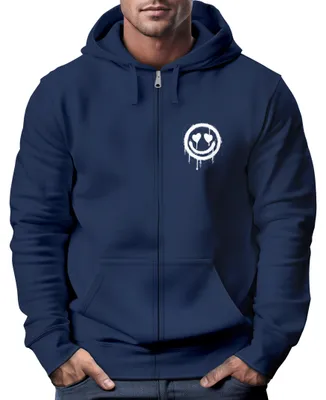 Produktbild von Sweatjacke Herren Print Smile Drip Face Aufdruck Zip-Hoodie mit Kapuze Männer Fashion Streetstyle Neverless® navy L